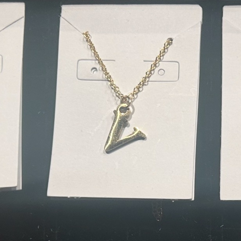 Gold Plated Initial 'V' Pendant Necklace